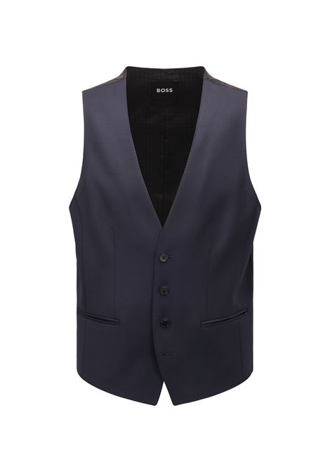 Gilet monopetto in serge di lana vergine - ONE BOSS | Gilet | 50469160401