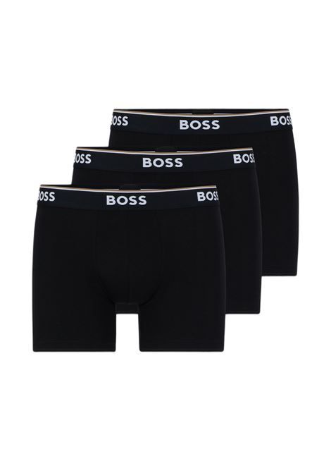 Stretch cotton boxer shorts with logos in pack of three BOSS |  | 50475282001