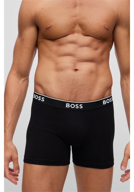 Stretch cotton boxer shorts with logos in pack of three BOSS |  | 50475282001