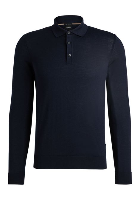 Maglione slim fit in lana vergine con colletto polo BOSS | Maglieria | 50476355404