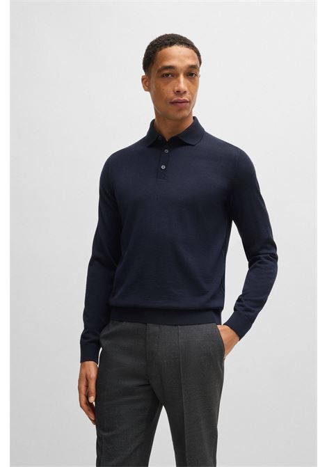 Slim fit virgin wool sweater with polo collar BOSS |  | 50476355404