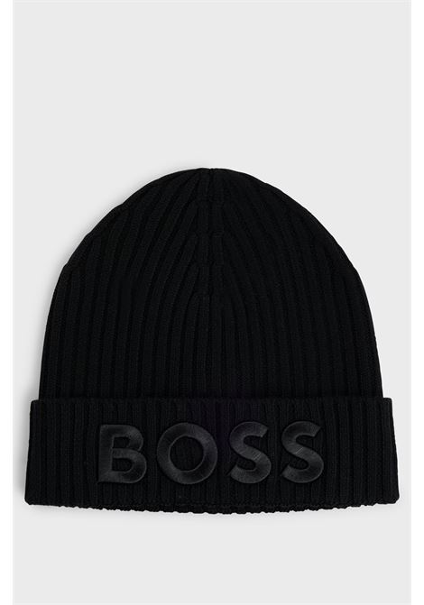 Berretto in lana vergine con logo ricamato BOSS | Cappelli | 50497815001