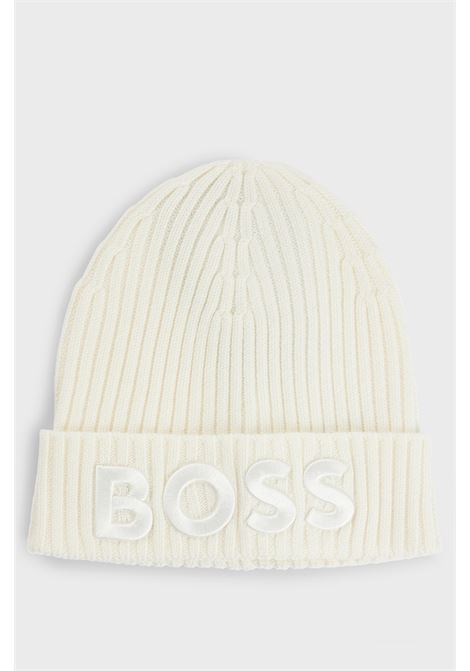 Berretto in lana vergine con logo ricamato BOSS | Cappelli | 50497815118