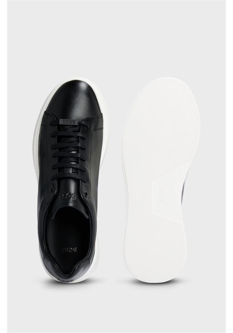 BOSS glossy leather sneakers with lace-up closure and logo rubber sole BOSS |  | 50497887001