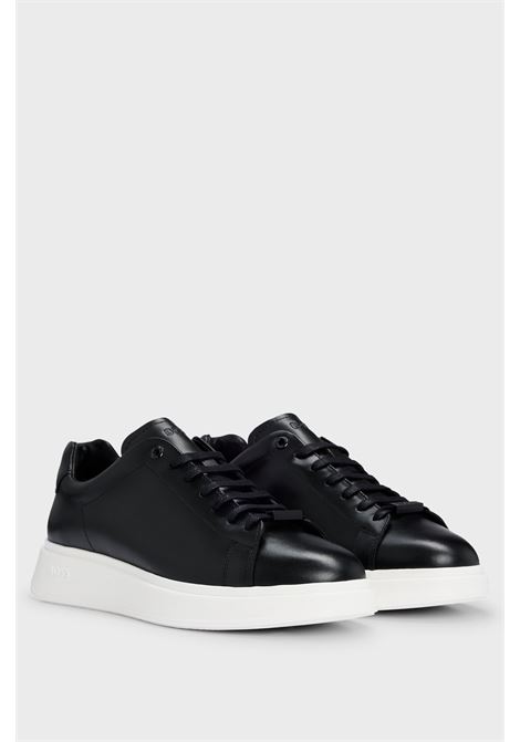 BOSS glossy leather sneakers with lace-up closure and logo rubber sole BOSS |  | 50497887001