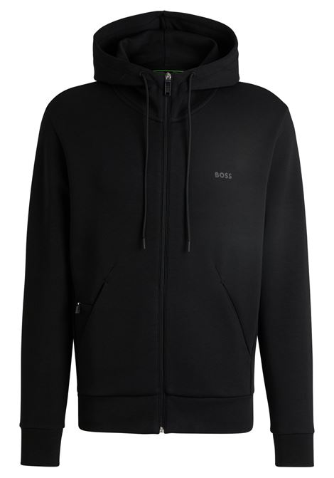 Felpa con cappuccio in cotone elasticizzato con zip e logo stampato BOSS | Felpe | 50506161001