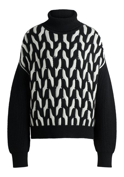 Two-tone cable-knit virgin wool sweater BOSS |  | 50523719960