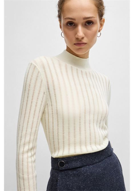 BOSS - Virgin wool sweater with worked stripes BOSS |  | 50523736118