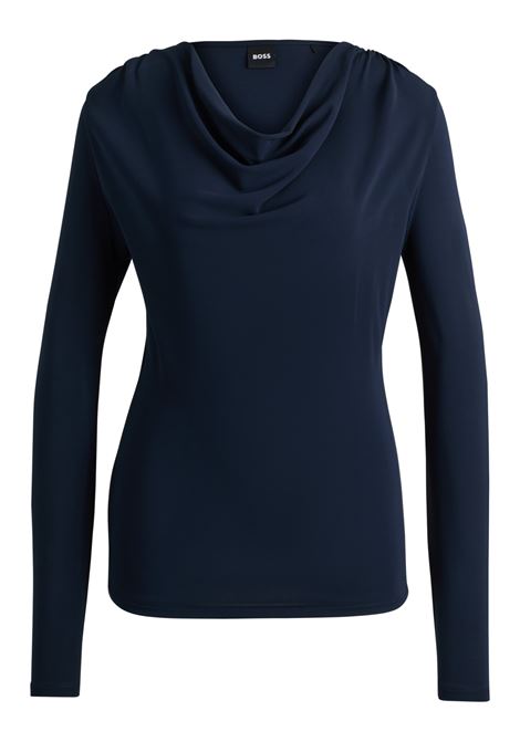 Long-sleeved stretch crepe sweater with draped neckline BOSS |  | 50523978404