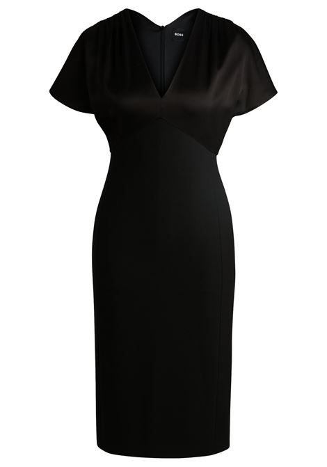 Slim fit dress in mixed materials with V-neckline BOSS |  | 50524077001