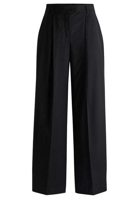 NAOMI x BOSS Pantaloni regular fit in lana elasticizzata naturale BOSS | Pantaloni | 50525955001