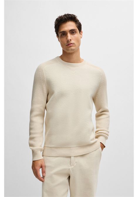 Regular fit sweater in mixed materials with ribbed cuffs BOSS |  | 50526864131