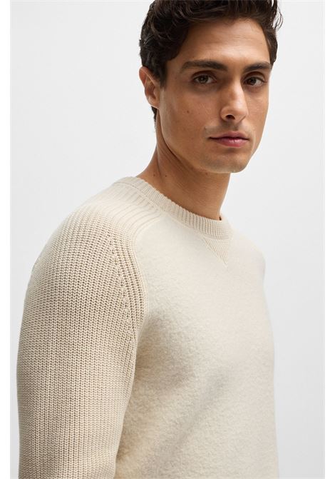 Regular fit sweater in mixed materials with ribbed cuffs BOSS |  | 50526864131