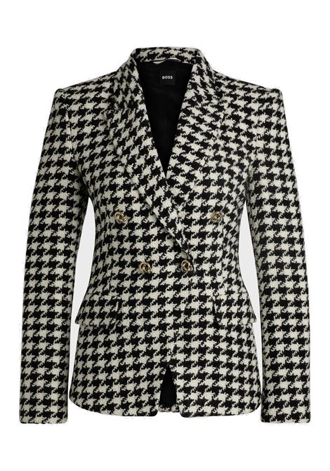 Slim fit jacket in houndstooth fabric with metal trim BOSS |  | 50528616967