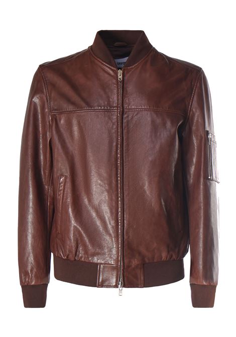 Dark Brown Leather Jacket with Zip GRIFONI |  | GS161110/51012