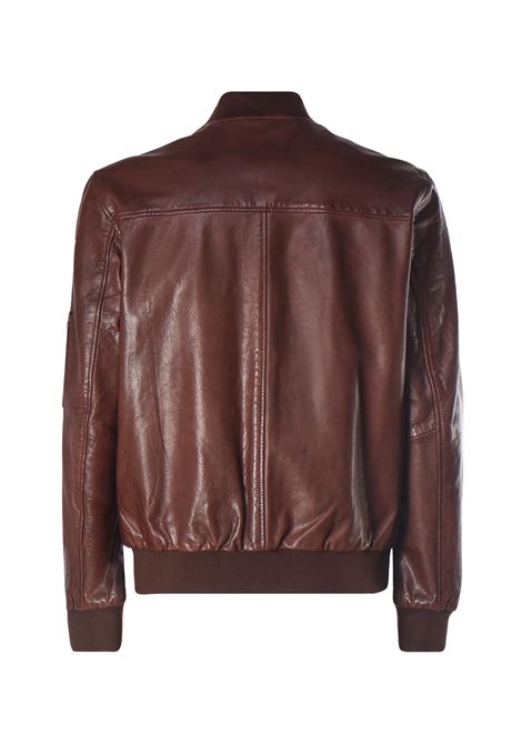 Dark Brown Leather Jacket with Zip GRIFONI |  | GS161110/51012