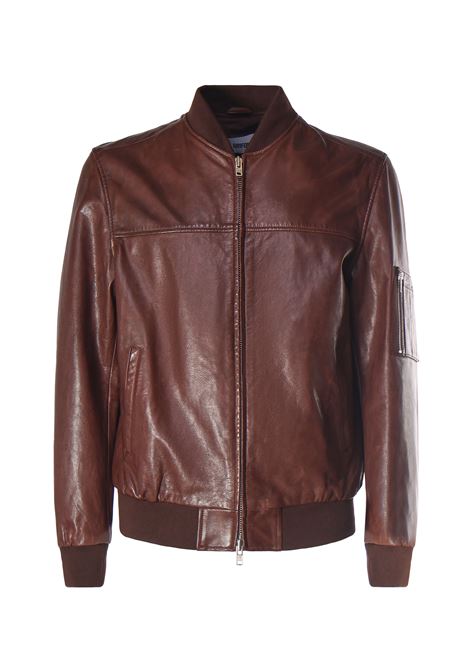 Dark Brown Leather Jacket with Zip GRIFONI |  | GS161110/51012