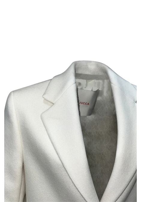 Cappotto Jucca Monopetto Bianco con Bottoni in Contrasto JUCCA | Cappotti | J4056025/14045