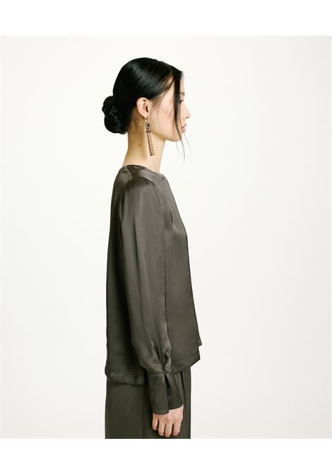 Washed silk-military green kenta blouse MOMONI |  | MOBL0090777