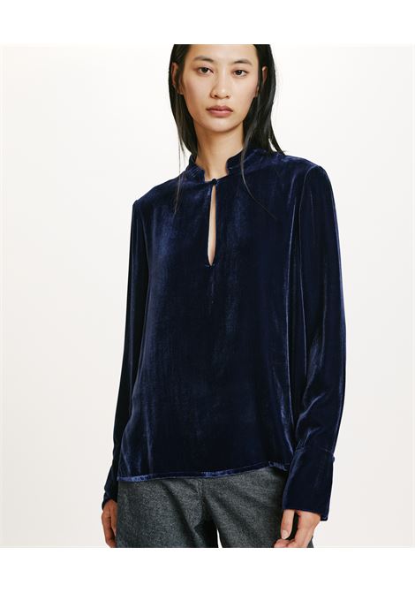 Silk-blend velvet blouse with keyhole opening MOMONI |  | MOBL0200852