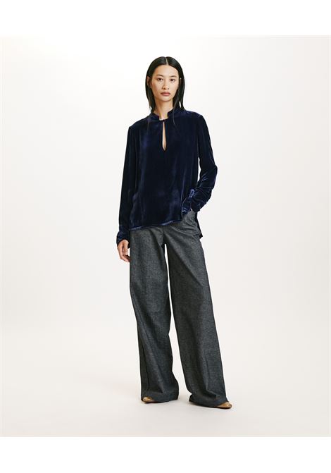 Silk-blend velvet blouse with keyhole opening MOMONI |  | MOBL0200852