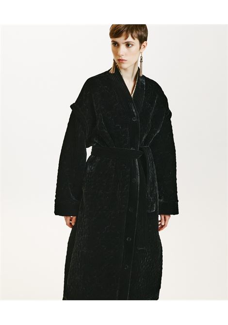 Kiso Silk Blend Velvet Quilted Coat - Black MOMONI |  | MOCO0290990