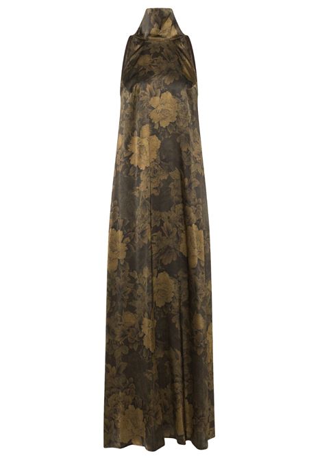 Sleeveless long dress in printed stretch satin MOMONI |  | MODR0029065