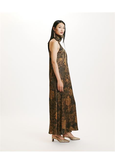 Sleeveless long dress in printed stretch satin MOMONI |  | MODR0029065