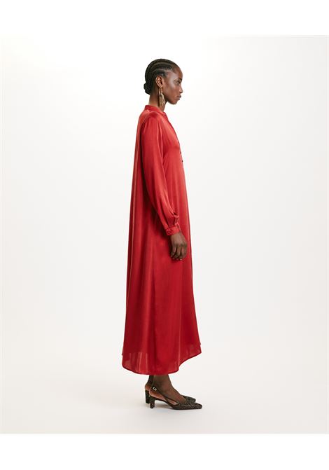 Long dress in sandwashed silk with mandarin collar MOMONI |  | MODR0040364