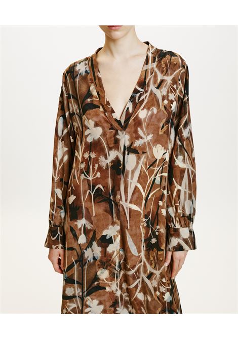 Flared tunic in printed crepe de chine MOMONI |  | MODR0276128