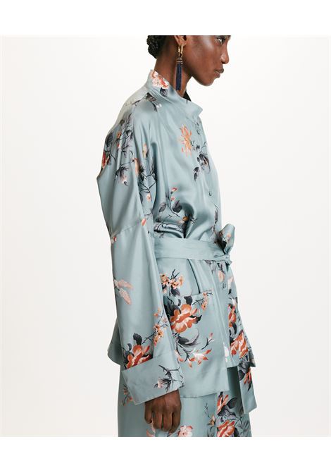 Printed silk twill japonika jacket-water green/red MOMONI |  | MOJA0188043