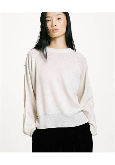 Maglia odino in lana merino cachemire-crema MOMONI | Maglieria | MOKN0050040