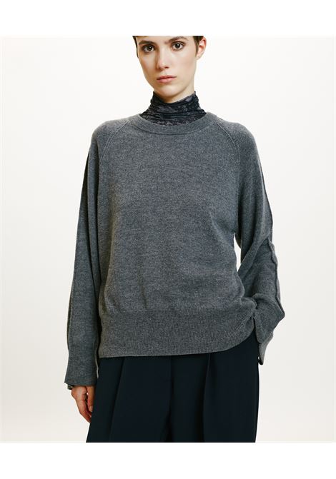 Maglia odino in lana merino cachemire-grigio MOMONI | Maglieria | MOKN0050930