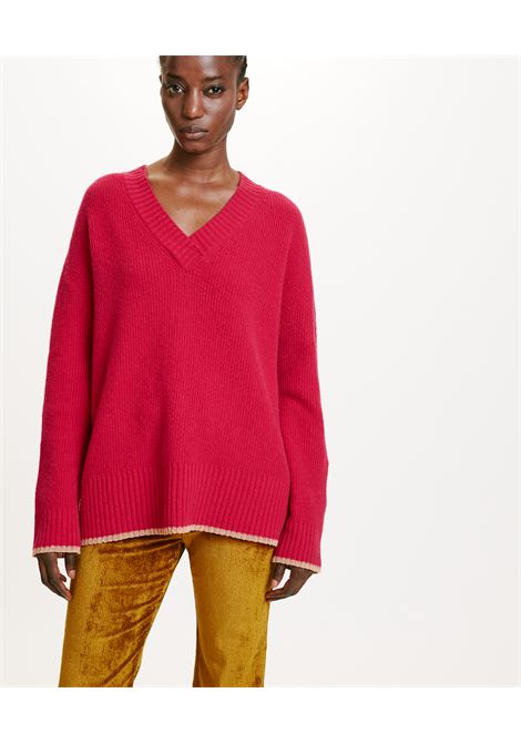 Gold cob stitch stretch-cyclamen sweater MOMONI |  | MOKN0160455