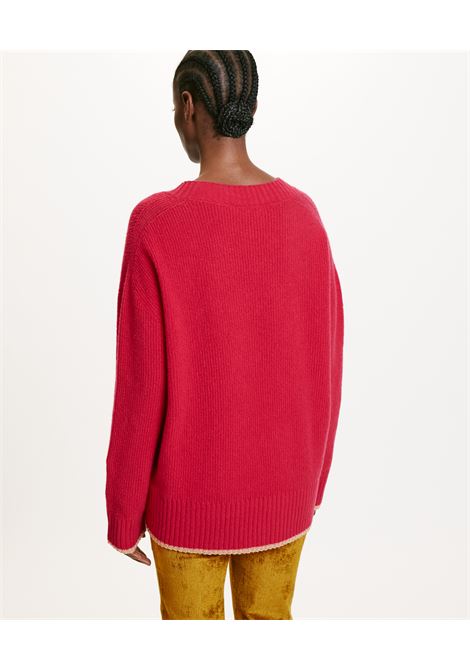 Gold cob stitch stretch-cyclamen sweater MOMONI |  | MOKN0160455