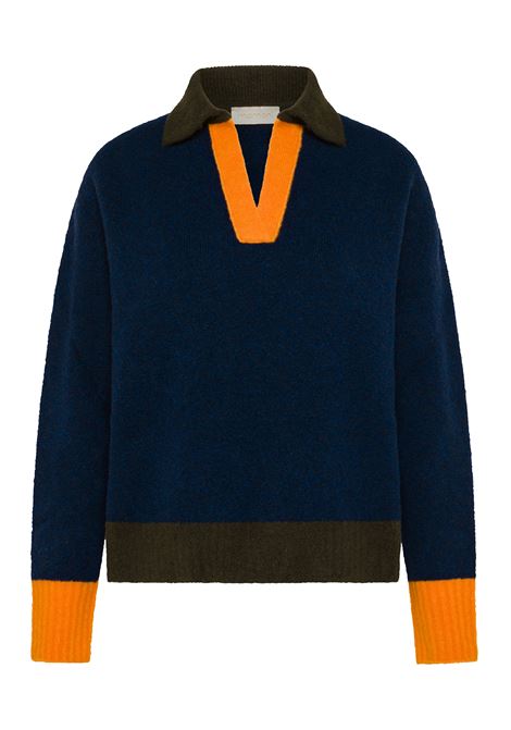 Nebbiolo sweater with plush effect color block-blue MOMONI |  | MOKN0220890