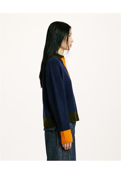 Nebbiolo sweater with plush effect color block-blue MOMONI |  | MOKN0220890