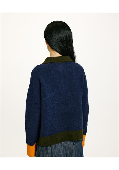 Nebbiolo sweater with plush effect color block-blue MOMONI |  | MOKN0220890