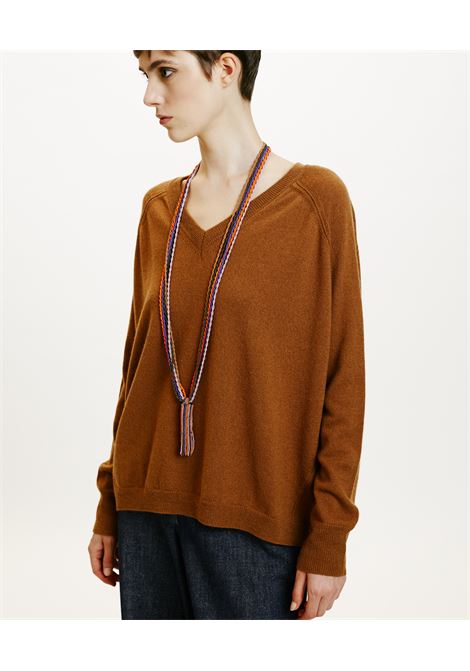 Maglia kimi in lana merino cachemire-tabacco MOMONI | Maglieria | MOKN0240640