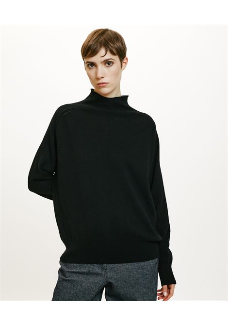 Maglia amaya in lana merino cachemire-nero MOMONI | Maglieria | MOKN0250990