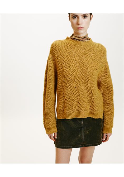 Oita lace stitch lurex-mustard sweater MOMONI |  | MOKN0260130