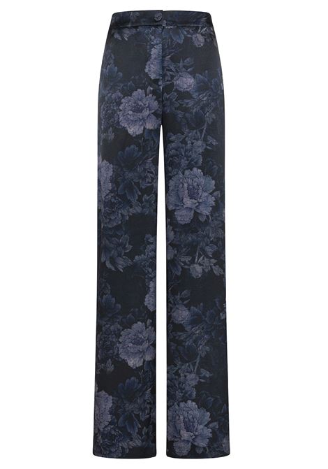 Pantaloni misaki in raso stretch stampato-blu/blu notte MOMONI | Pantaloni | MOPA0088987