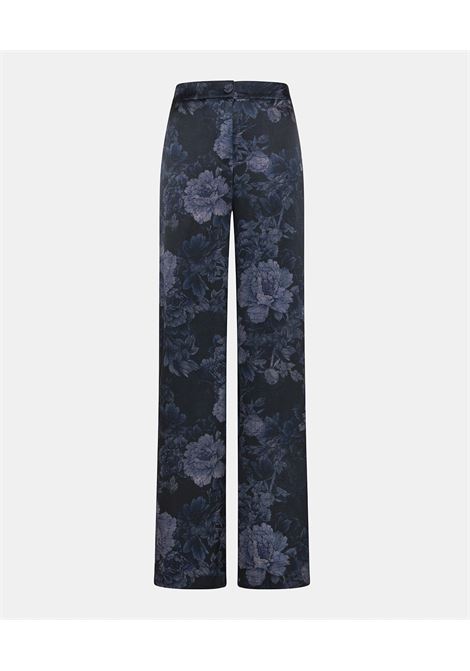 Pantaloni misaki in raso stretch stampato-blu/blu notte MOMONI | Pantaloni | MOPA0088987