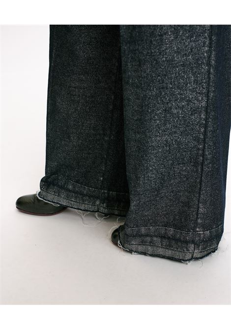 Pantaloni kyoto in denim laminato-blu/argento MOMONI | Pantaloni | MOPA0098023