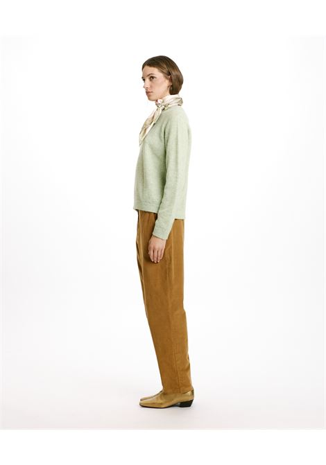 Pantaloni yoko in velluto mille righe stretch-mandorla MOMONI | Pantaloni | MOPA0120645