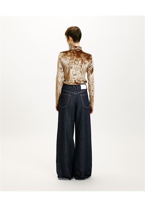 Pantaloni aoki in denim laminato-blu/oro MOMONI |  | MOPA0228902