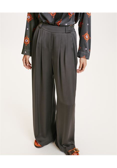 Lanzarote bis 2 pants in washed silk-military green MOMONI |  | MOPA0270777