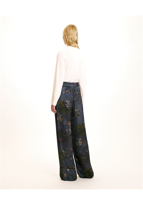 Powder gray printed-multicolor viscose jacquard daiki pants MOMONI |  | MOPA0358055