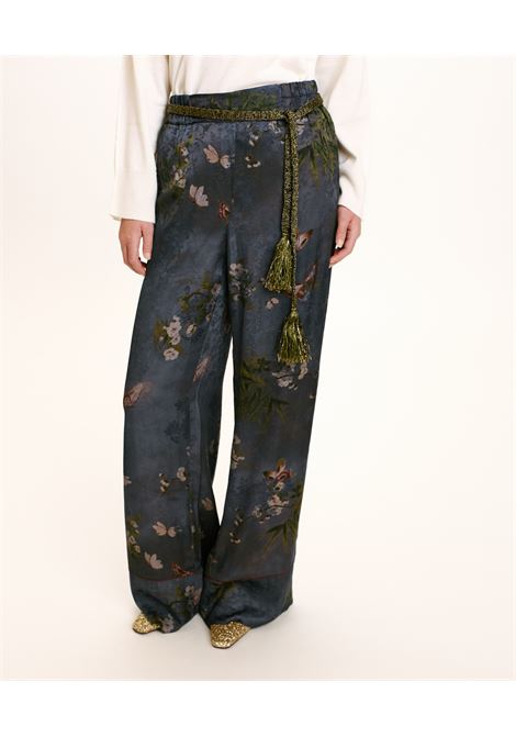 Powder gray printed-multicolor viscose jacquard daiki pants MOMONI |  | MOPA0358055