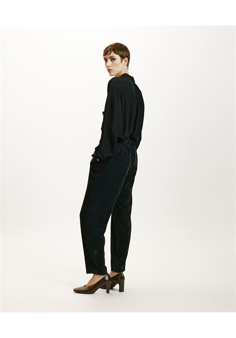 Two-tone charcoal gray stretch velvet mistletoe pants MOMONI |  | MOPA0360932